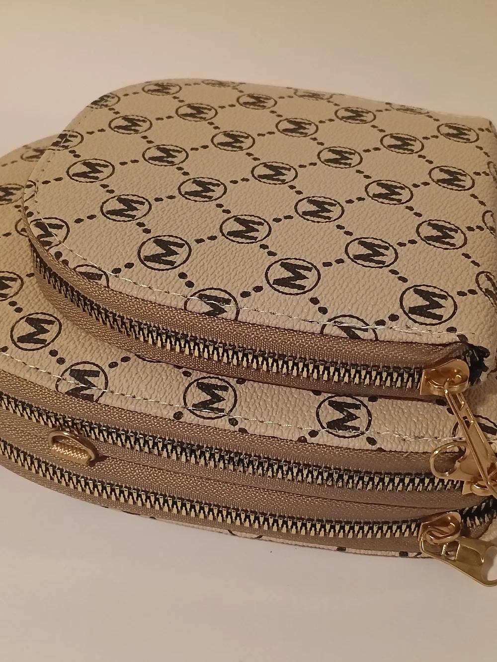 Mini Cream and Black Logo-Pattern Crossbody Bag, Essential Bags Brand New